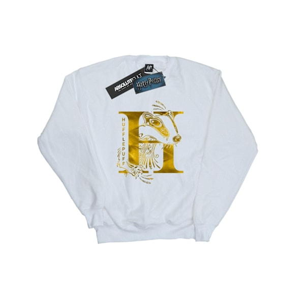 Harry Potter Flickor Hufflepuff Badger Sweatshirt 9-11 År Vit White 9-11 Years