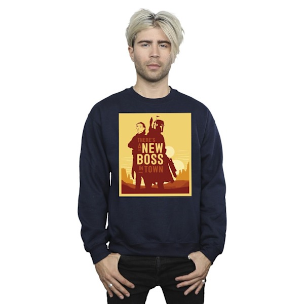 Star Wars Mens The Book Of Boba Fett New Boss Sun Silhouette Sw Navy Blue L