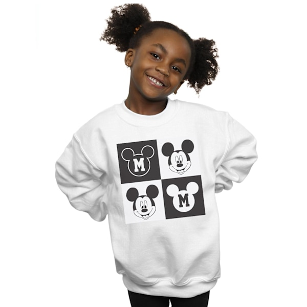 Disney Girls Mickey Mouse Smiling Squares Sweatshirt 7-8 år White 7-8 Years