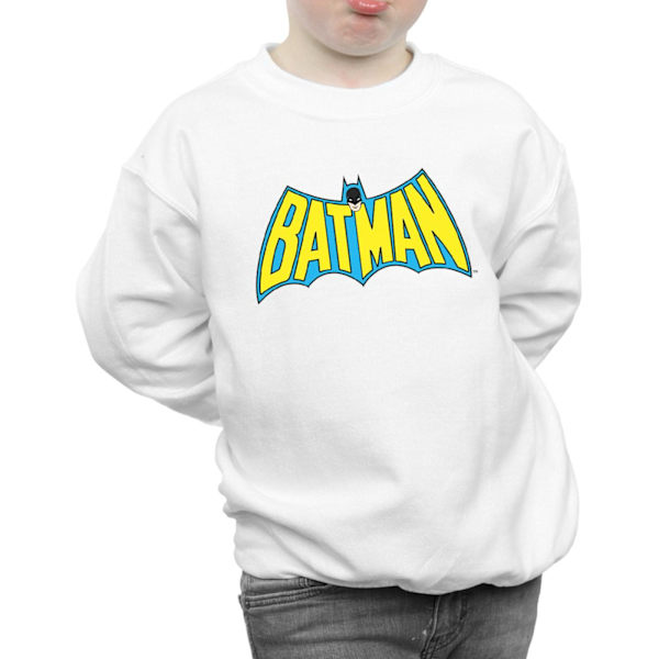 DC Comics Boys Batman Retro Logo Sweatshirt 7-8 år Vit White 7-8 Years