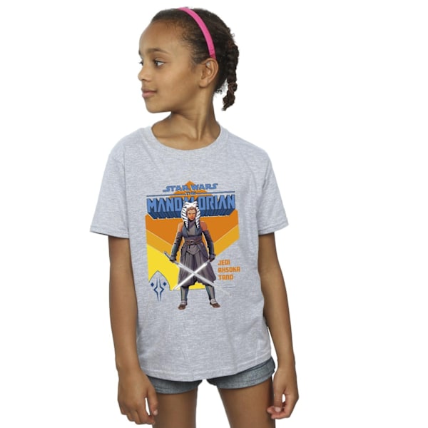 Star Wars Girls The Mandalorian Jedi Ahsoka Tano Bomull T-shirt Sports Grey 7-8 Years