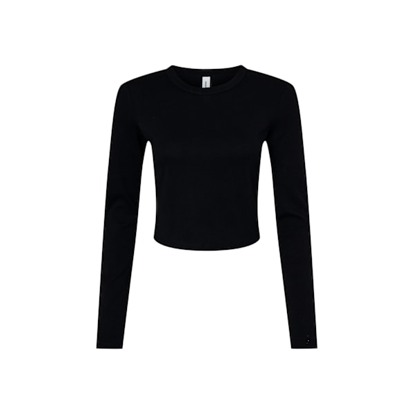 Bella + Canvas Dam/Dam Plain Micro-Rib Långärmad Crop Solid Black 6 UK - 8 UK