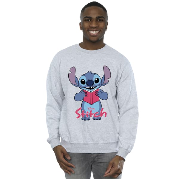 Lilo & Stitch Herr Tröja Läser Stående M Sportgrå Sport Grey M