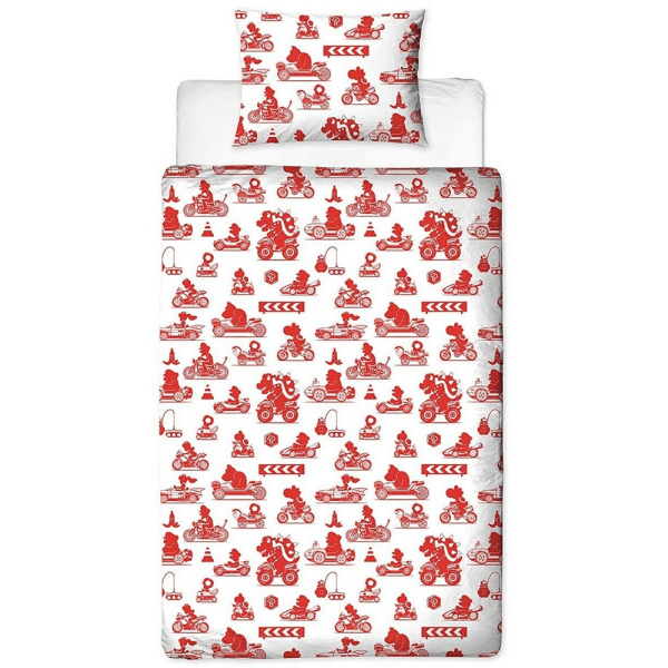 Super Mario Closeup Påslakan Set Dubbel Grå/Vit/Röd Grey/White/Red Double