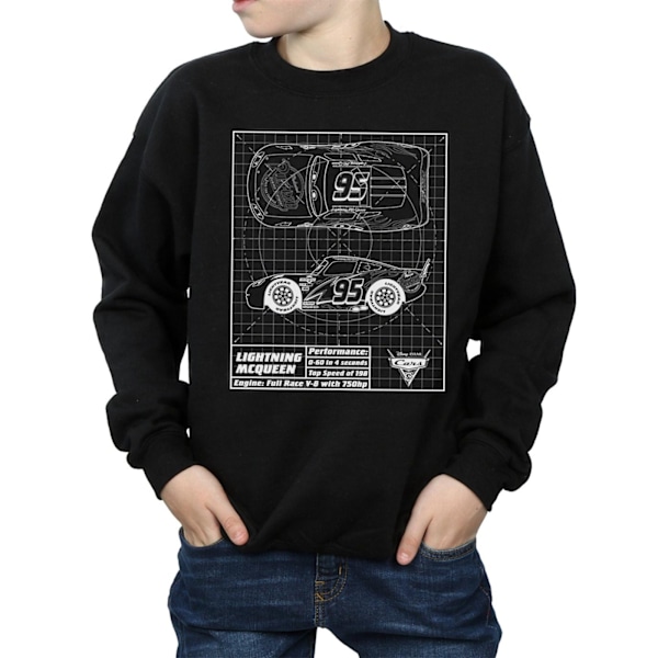 Bilar Pojkar Blixten McQueen Ritning Sweatshirt 7-8 År Svart Black 7-8 Years