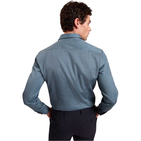 Ted Baker Herr Geometrisk Långärmad Skjorta M Marinblå Navy M