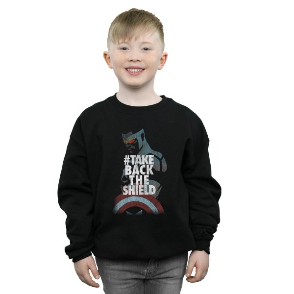 Marvel Boys Captain America Sam Wilson Ta tillbaka skölden Sweatshirt Black 3-4 Years