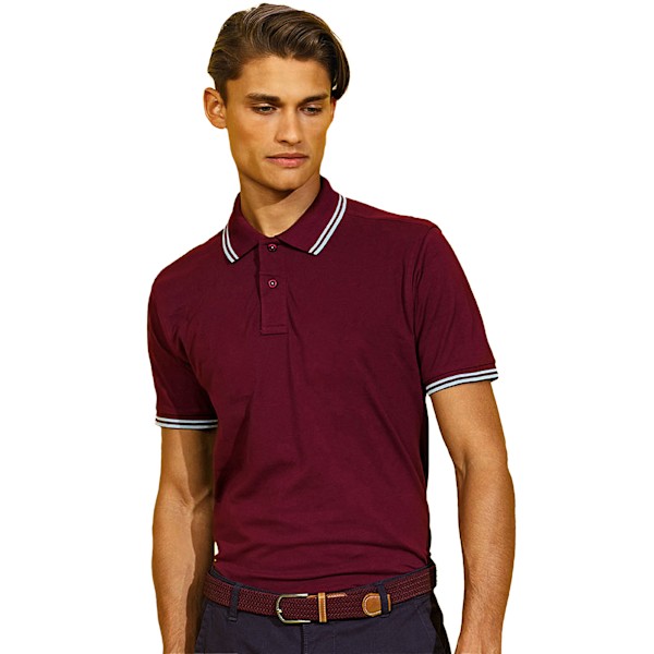 Asquith & Fox Klassisk polotröja med tippad krage, herr, 2XL, vinröd/ Burgundy/ Sky 2XL