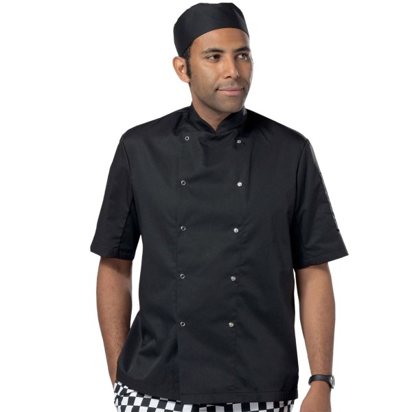 Dennys Mens Stud Front Kortärmad Chef Jacket 3XL Svart Black 3XL