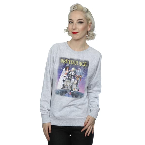 Beetlejuice Dam/Dam Distressed Poster Sweatshirt L Heather Heather Grey L