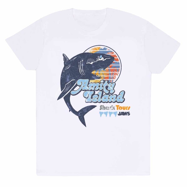 Jaws Unisex Vuxen Amity Island Tours Haj T-Shirt L Vit White L