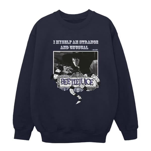 Beetlejuice Herr Strange And Unusual Logotyp Sweatshirt M Marinblå Navy Blue M