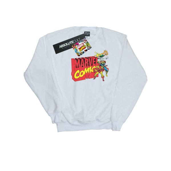Marvel Comics Boys Vintage Logo Blast Sweatshirt 9-11 år Whi White 9-11 Years