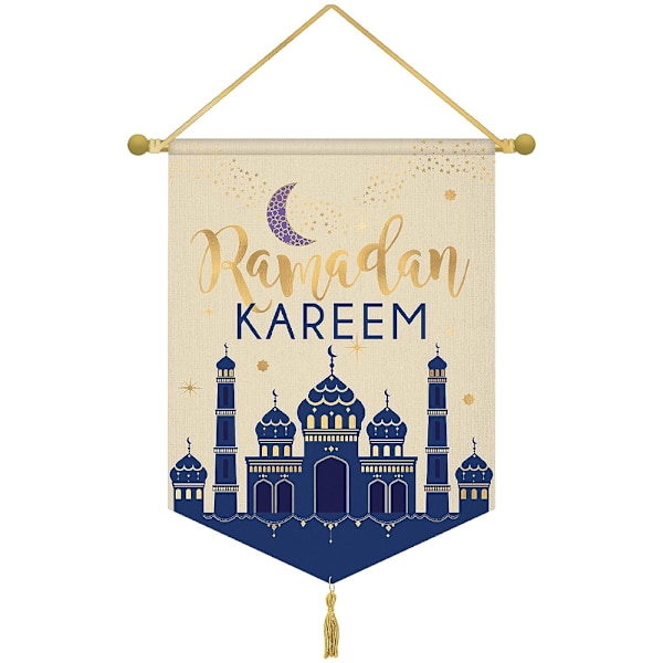 Amscan Eid Ramadan Kareem Canvas Banner En Storlek Metallic Guld/ Metallic Gold/Blue One Size