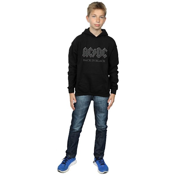 AC/DC Pojkar Back In Black Hoodie 7-8 År Svart Black 7-8 Years