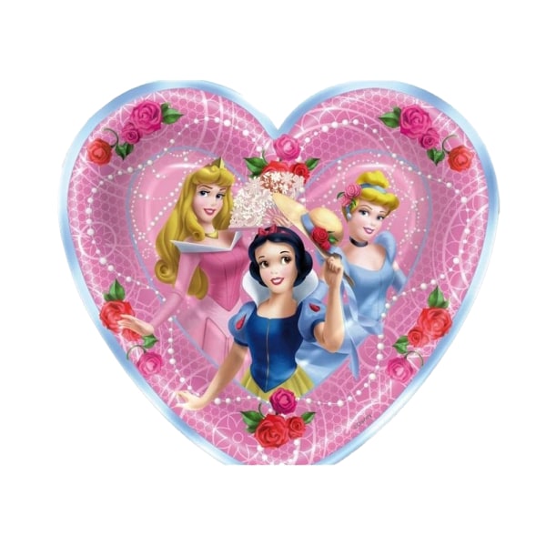 Disney Princess Paper Heart Party-tallrikar (paket med 8) One Size P Pink/Blue/Red One Size