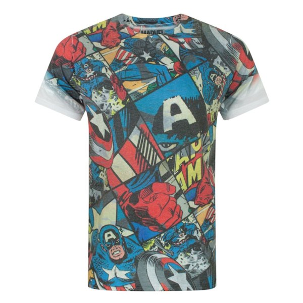 Captain America Comic Sublimation T-shirt för män S Multicoloured Multicoloured S