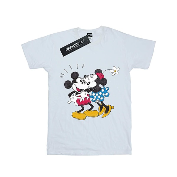 Disney Girls Mickey Mouse Mickey och Minnie Kiss Bomull T-shirt White 7-8 Years