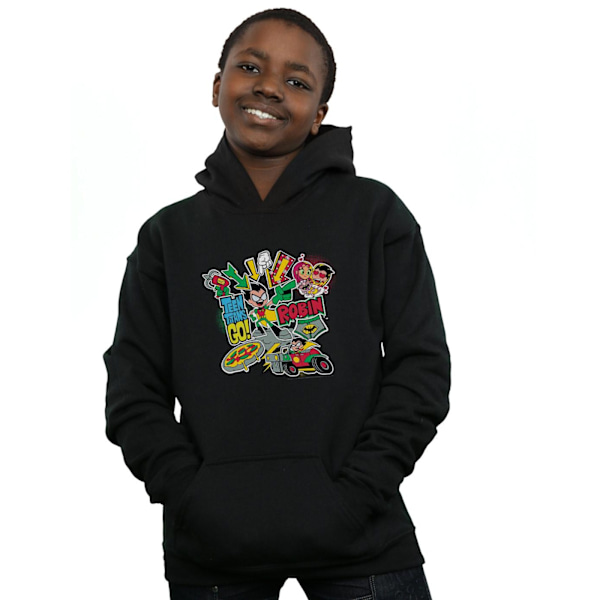DC Comics Boys Teen Titans Go Robin Montage Hoodie 12-13 år Black 12-13 Years