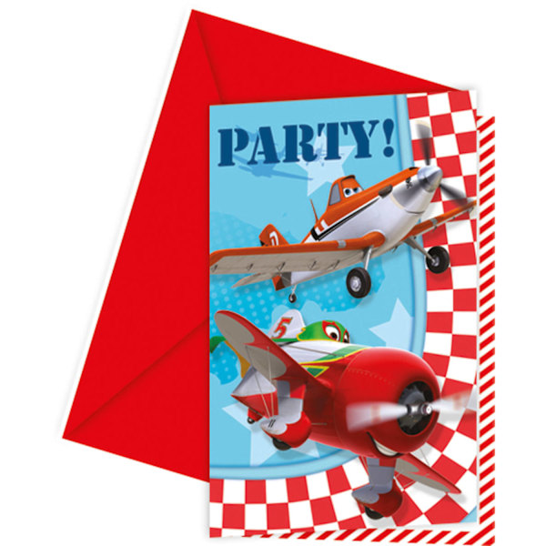 Disney Planes födelsedagsinbjudningar (6-pack) One Size Röd/Blå Red/Blue/White One Size