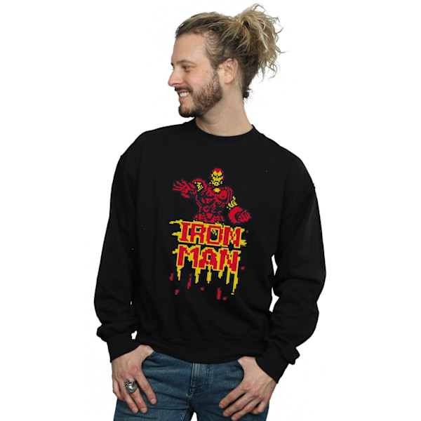 Marvel Herr Iron Man Pixelated Sweatshirt L Svart Black L