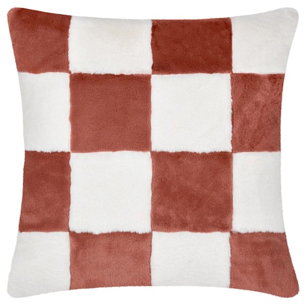 Heya Home Cozee Faux Fur Checkered Kuddfodral 50cm x 50cm Rost Rust 50cm x 50cm