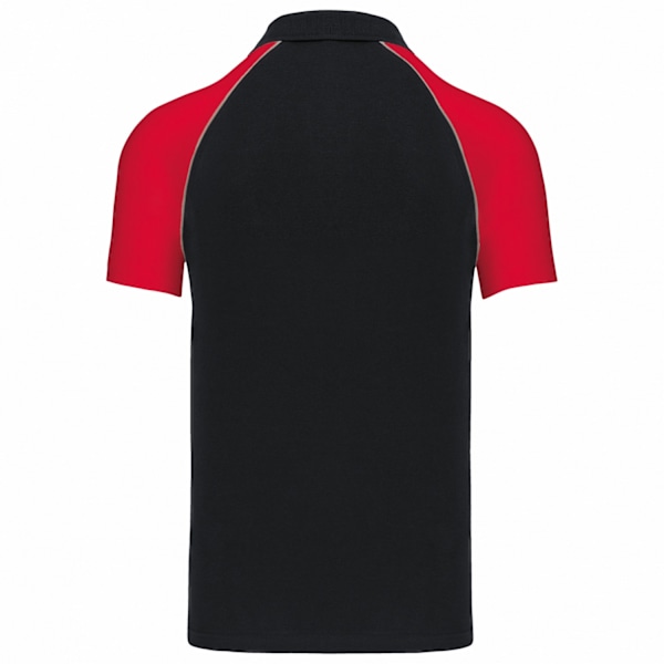 Kariban Herr Kontrast Pique Baseball Polo Shirt XL Svart/Röd Black/Red XL