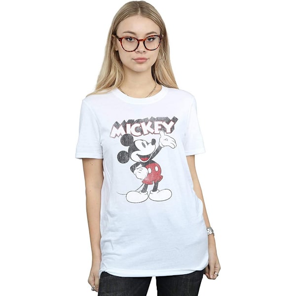 Disney Dam/Damer Presenterar Mickey Mouse Bomull Boyfriend T-Shirt L Vit White L