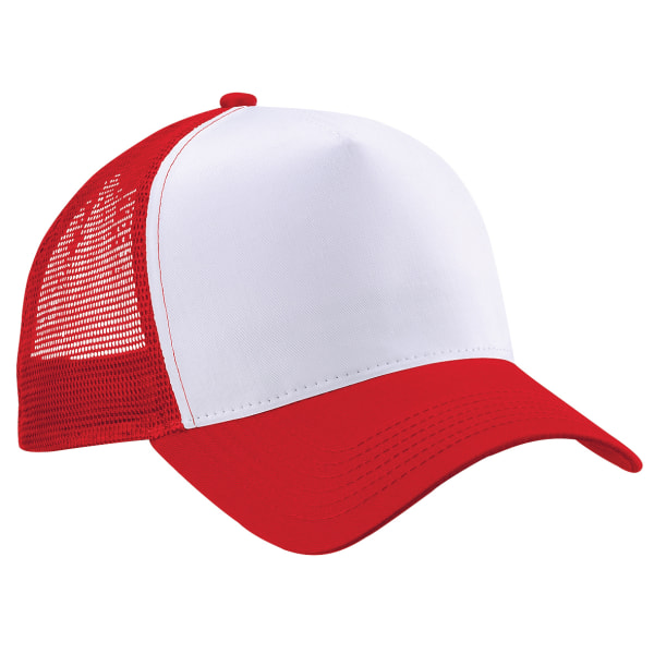 Beechfield Mens Half Mesh Trucker Cap / Huvudbonader (Pack of 2) På Classic Red/White One Size