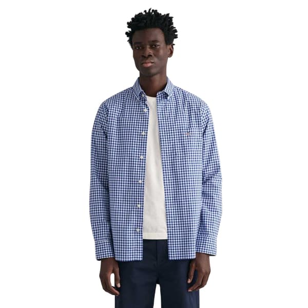 Gant Herrskjorta Gingham Regular S Mellanblå Mid Blue S