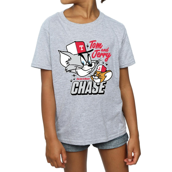 Tom och Jerry Girls Cat & Mouse Chase Bomull T-shirt 7-8 år Sports Grey 7-8 Years