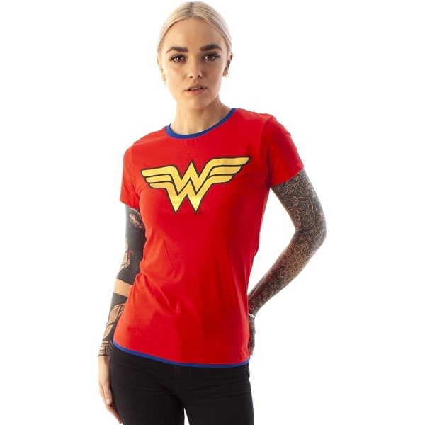 Wonder Woman Dam/Dam T-shirt med logotyp i metall XL Röd Red XL