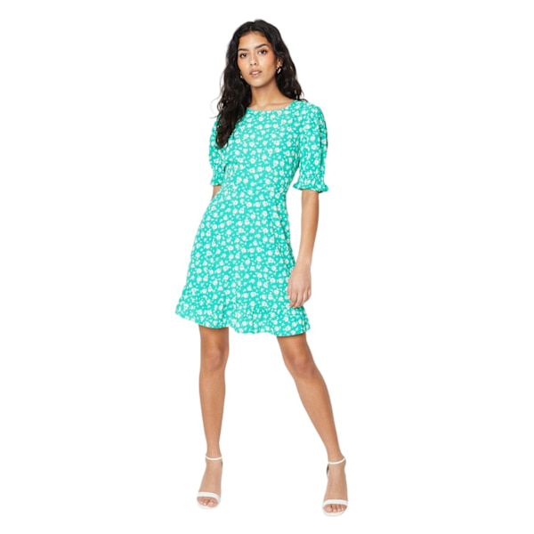 Dorothy Perkins Dam/Dam Floral Volangkant Petite Mini Klänning Green 8 UK