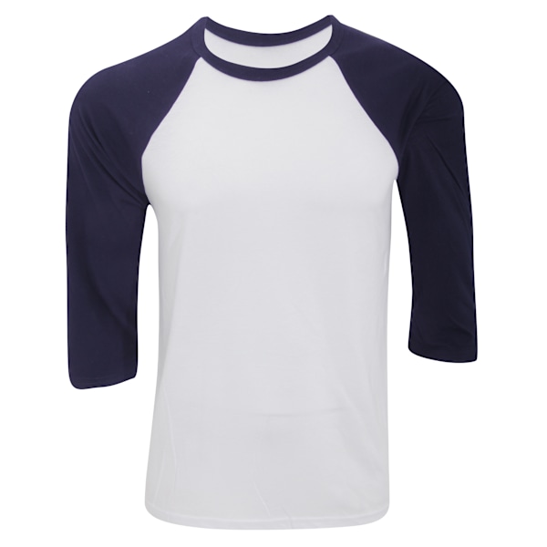 Canvas Herr 3/4-ärmig Baseboll T-shirt XL Vit/Marinblå White/Navy XL