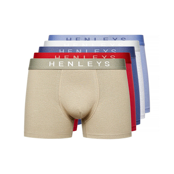 Henleys Mens Motley Boxer Shorts (5-pack) L Multifärgade Multicoloured L