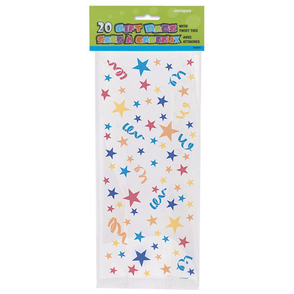 Unika Party Stars celloväskor (paket med 20) One Size Multicolour Multicoloured One Size