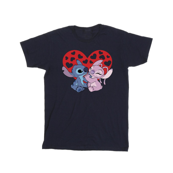 Disney Lilo & Stitch Hearts T-shirt XL Marinblå Navy Blue XL