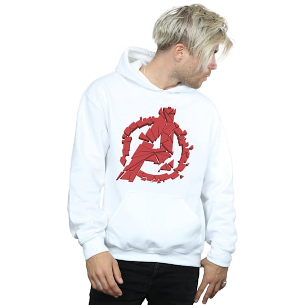 Marvel Mens Avengers Endgame Shattered Logo Hoodie XL Vit White XL