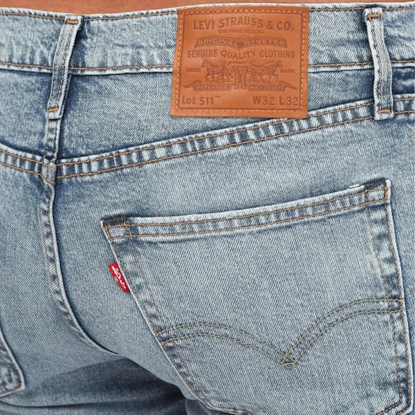 Levis Herr 511 Thrifted Casual Slim Jeans 30R Blå Blue 30R