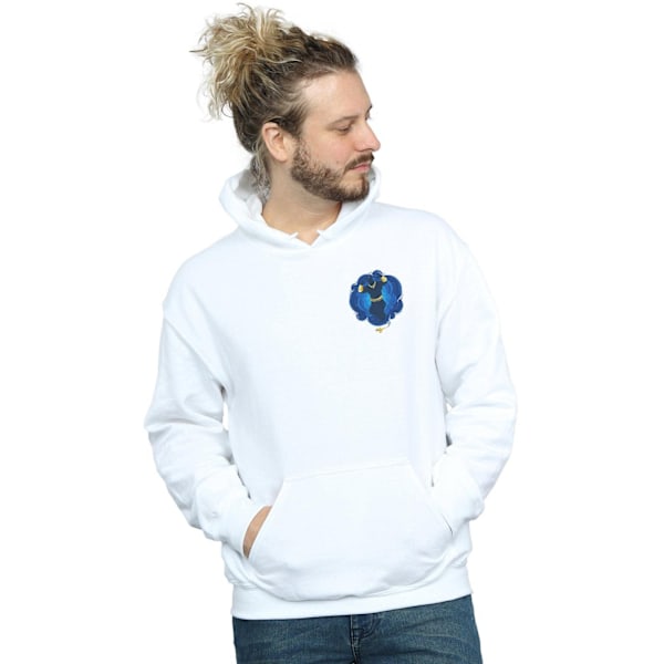 Disney Herr Aladdin Film Genie Brösttryck Hoodie L Vit White L