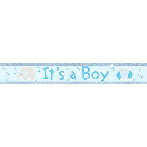 Amscan Its A Boy Holografisk Foliebanner En Storlek Blå Blue One Size