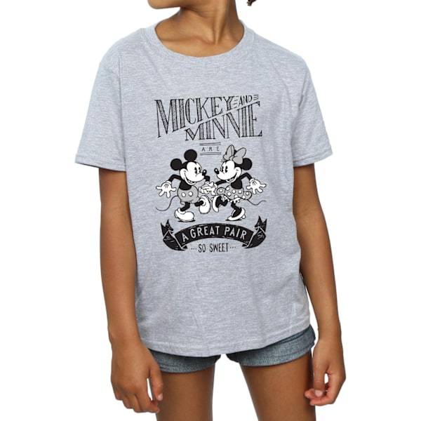 Disney Girls Mickey och Minnie Mouse Great Pair Bomull T-shirt Sports Grey 7-8 Years