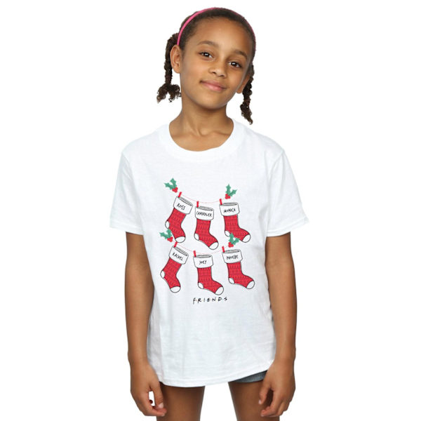 Friends Girls Christmas Stockings Bomull T-shirt 5-6 år Vit White 5-6 Years