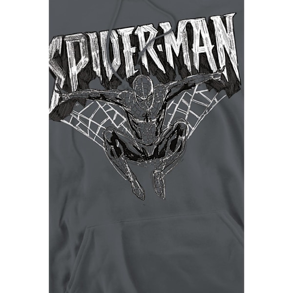 Marvel Spider-Man Sketch Hoodie för män M Gråmelerad Charcoal M