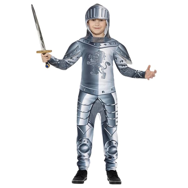 Smiffys Barn/Barn Deluxe Riddare Kostym med Rustning 4-6 Månader Silver 4-6 Months