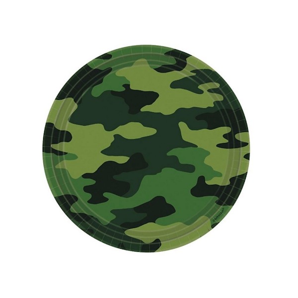 Amscan Papperskamouflagefestplattor (8-pack) En Storlek Grön Green One Size