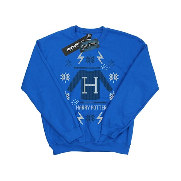 Harry Potter Pojkar Jul Stickad Sweatshirt 9-11 År Royal Blå Royal Blue 9-11 Years