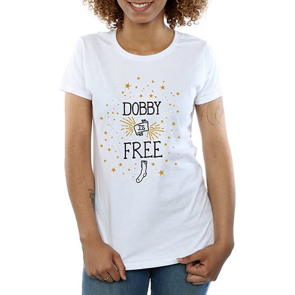 Harry Potter Dam/Kvinnor Dobby Är Bomull T-Shirt S Vit White S