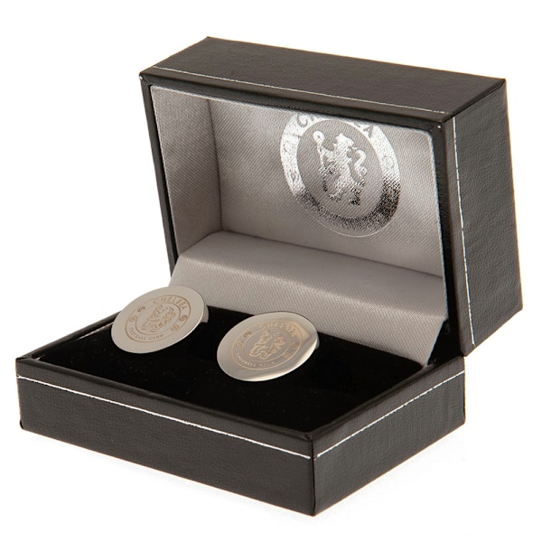 Chelsea FC Runda Manschettknappar i Rostfritt Stål One Size Silver Silver One Size