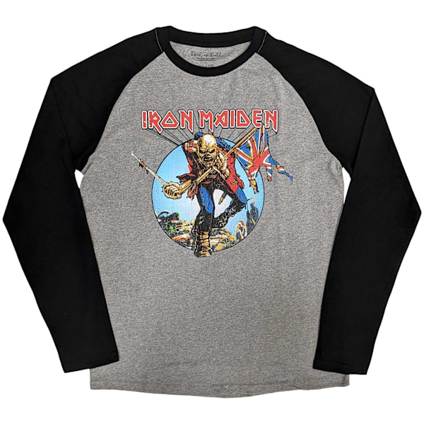 Iron Maiden Unisex Adult Trooper Burst Raglan T-Shirt S Svart/Grå Black/Grey S